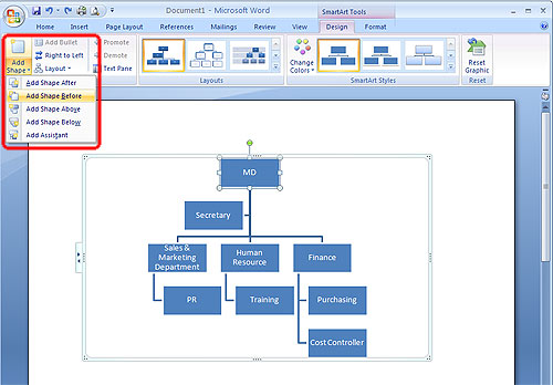 Microsoft Office 2007 Organizational Chart Templates