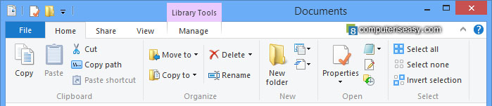 Ribbon ใน File Explorer ของ Windows 8