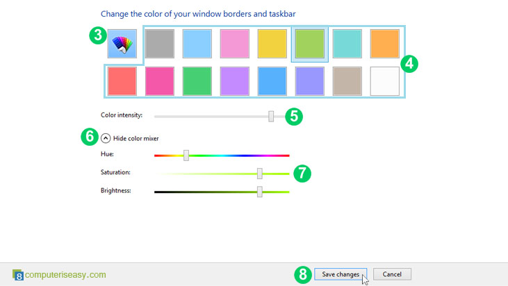 วิธีเปลี่ยนสีกรอบหน้าต่าง และ Taskbar