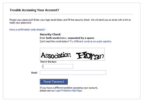 Forgot Password Facebook