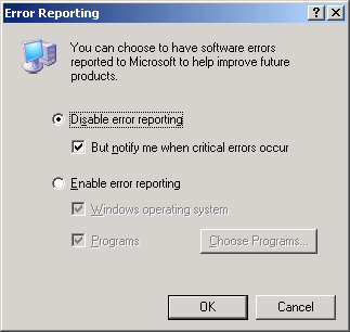 disable error reporting