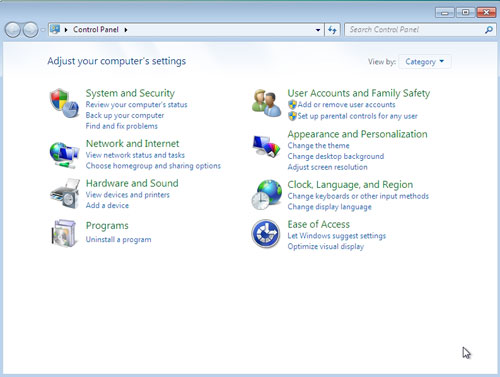 Control Panel in Windows 7